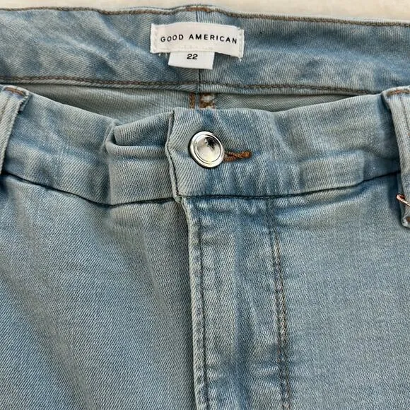 Good American Good Legs Crop Mini Boot Denim Jeans Indigo NEW Size 22