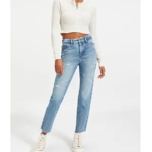 Good American Weekender Distressed Hi Rise Jeans
