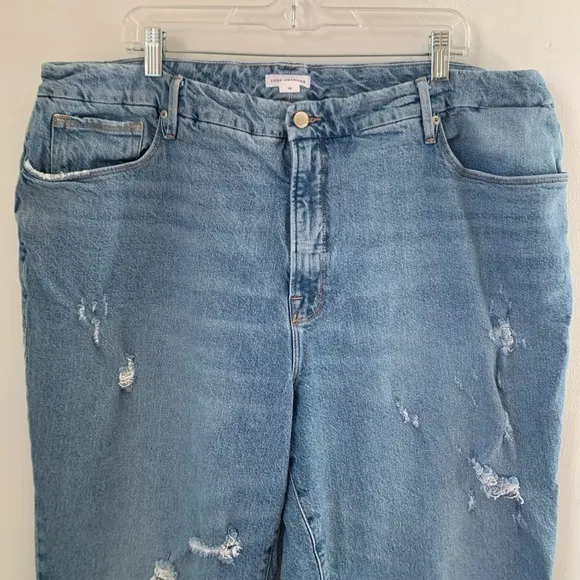 Good American Weekender Distressed Hi Rise Jeans