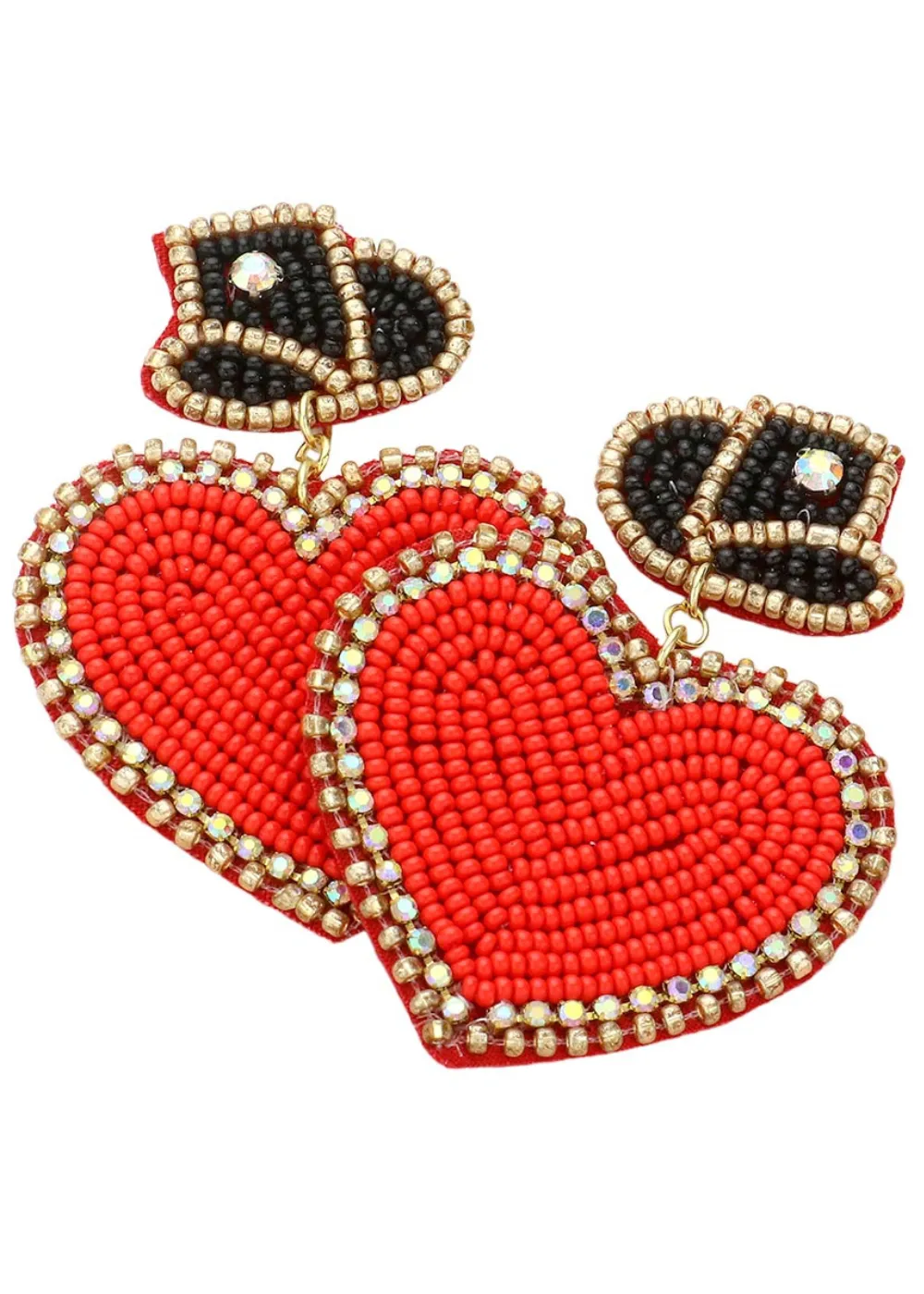 Good Hearted Women Beaded Red Heart Earrings