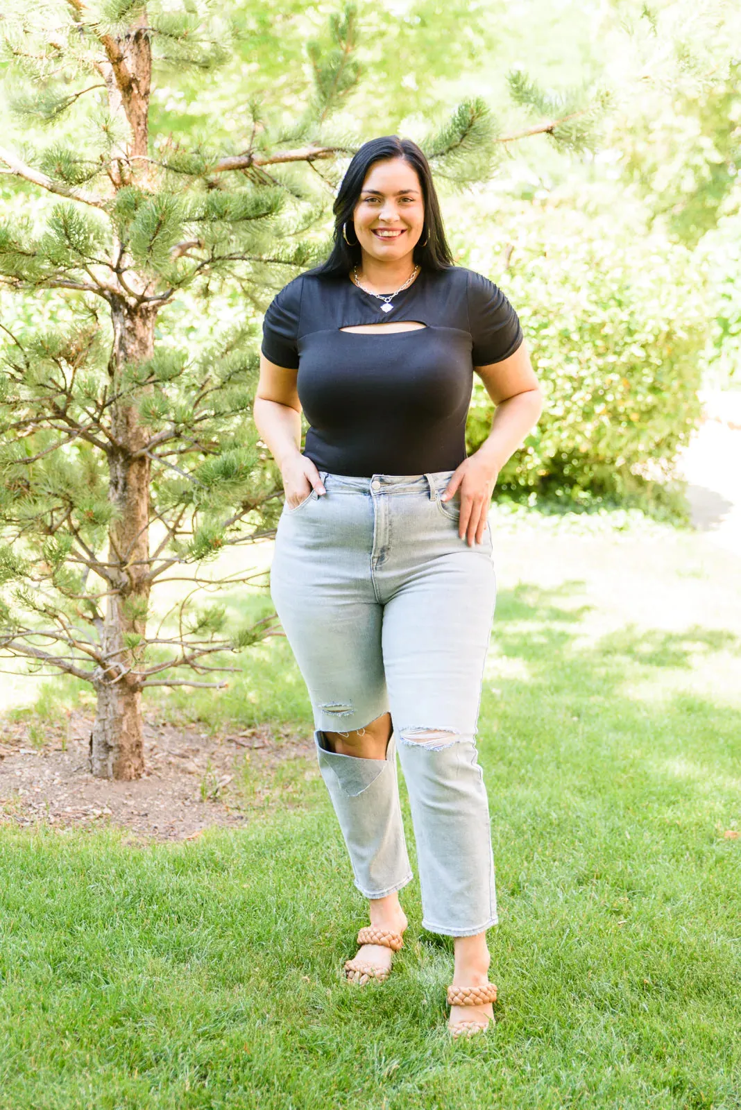 Good Karma Light Wash Distressed Risen Jeans - PREORDER