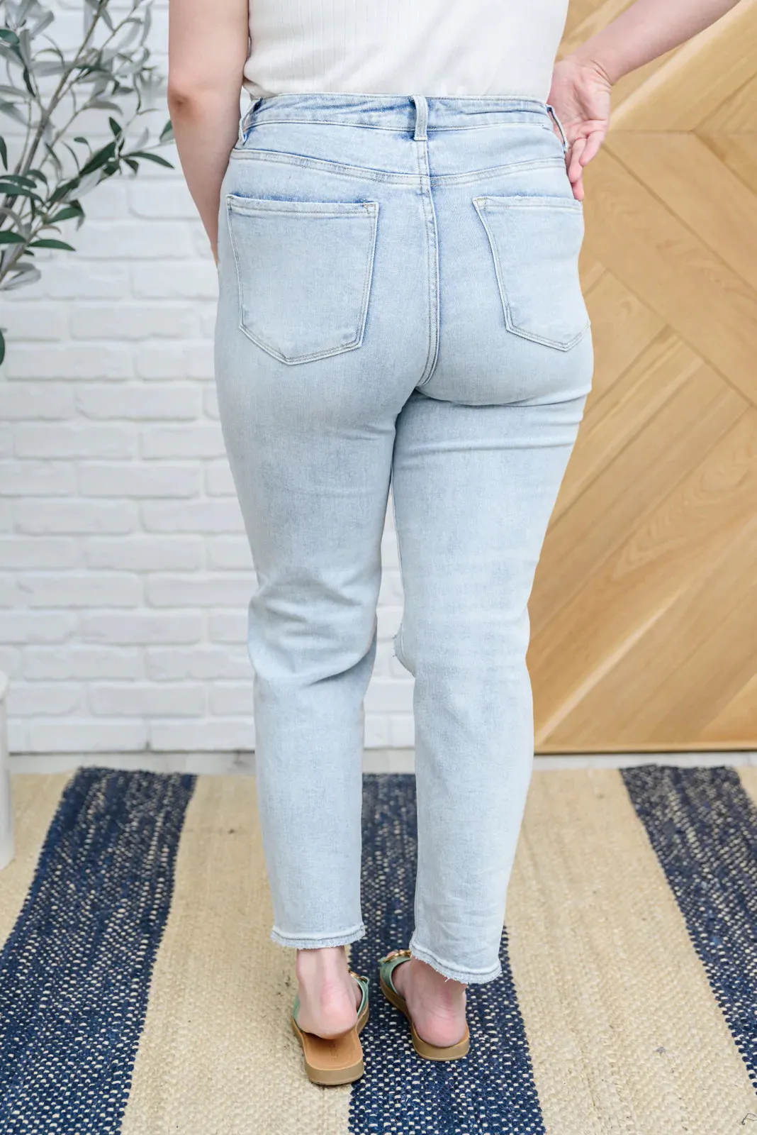 Good Karma Light Wash Distressed Risen Jeans - PREORDER