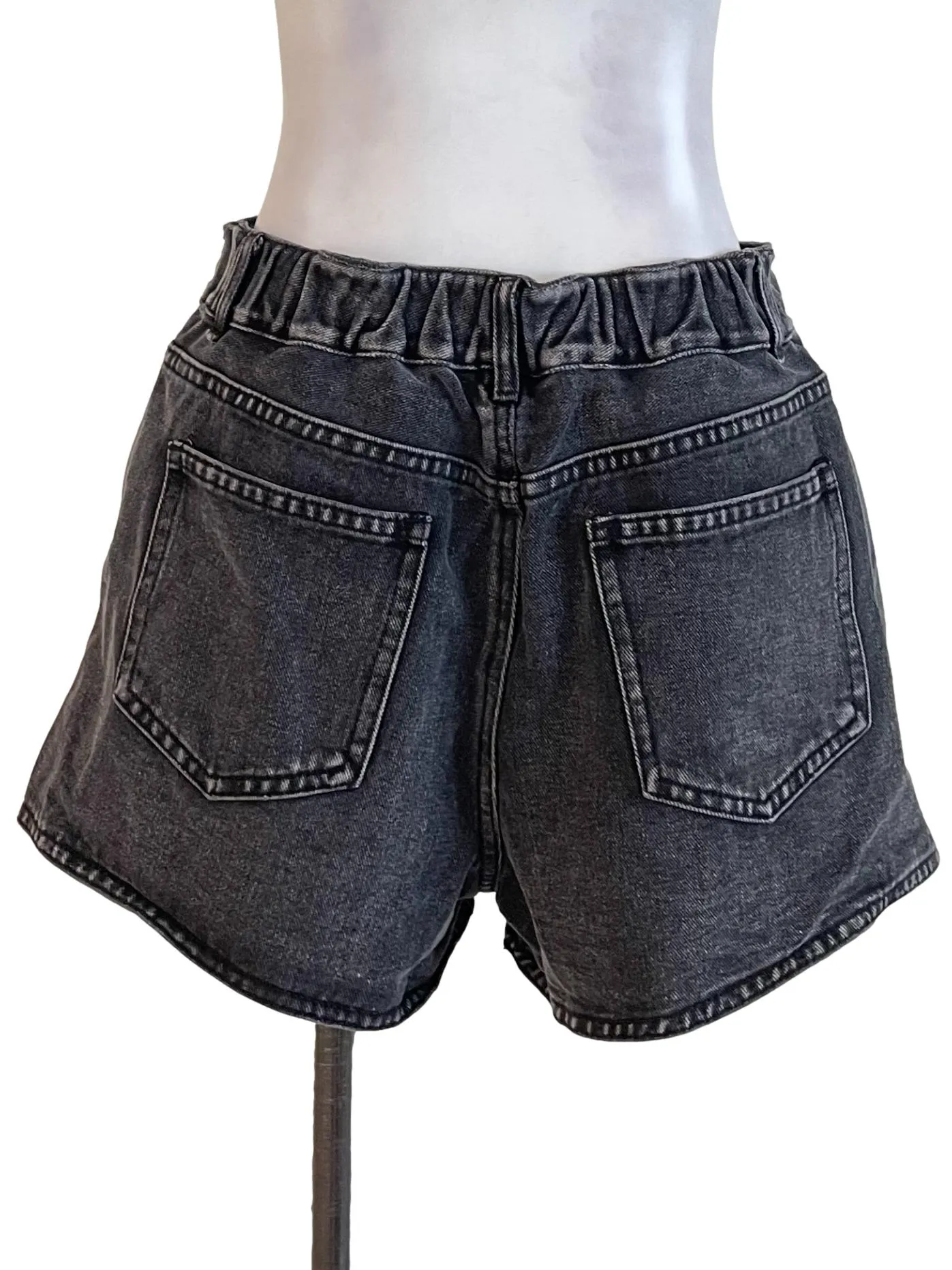 Grey Washed Denim Shorts