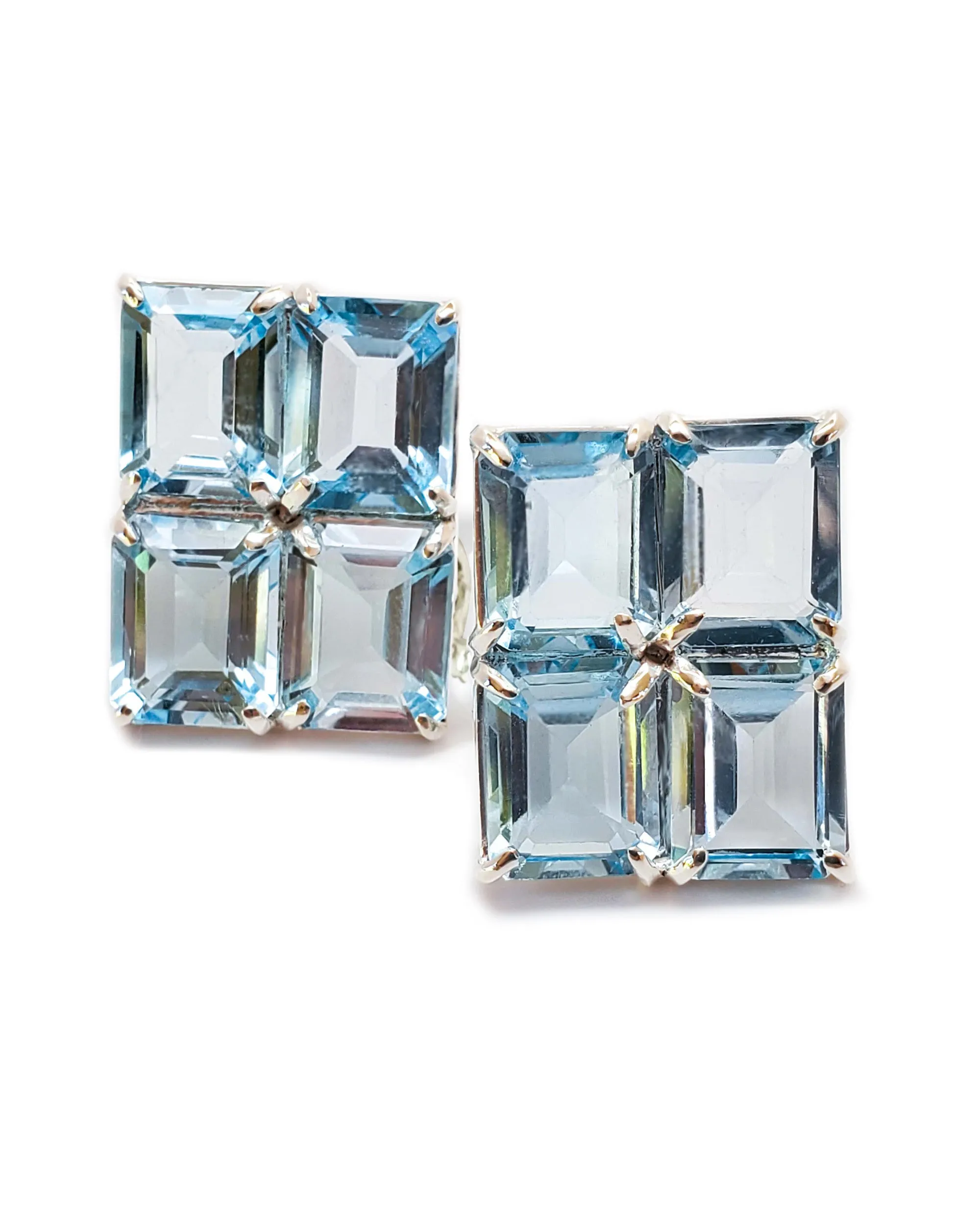 Grid Studs in Blue Topaz