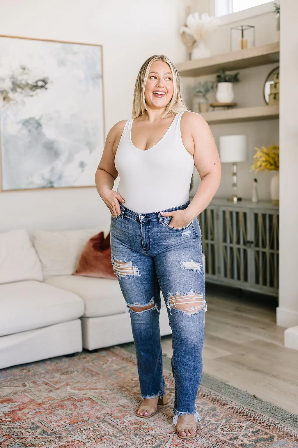 Hazel Blues® |  O'Hara Destroyed Straight Jeans