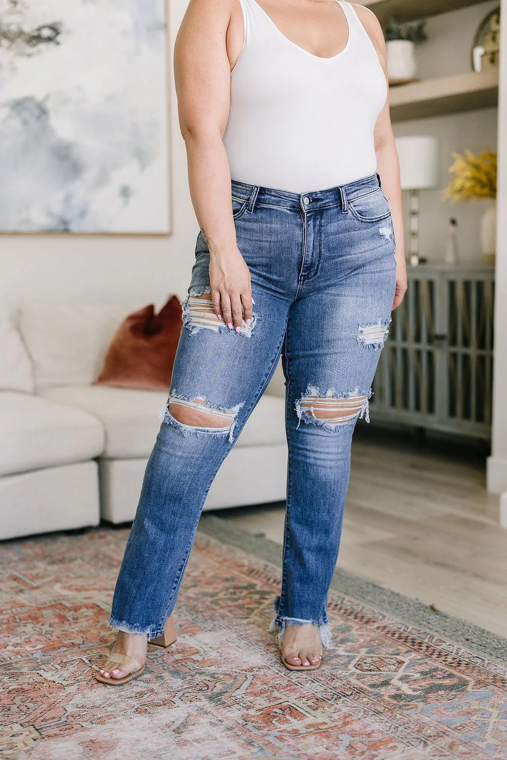 Hazel Blues® |  O'Hara Destroyed Straight Jeans