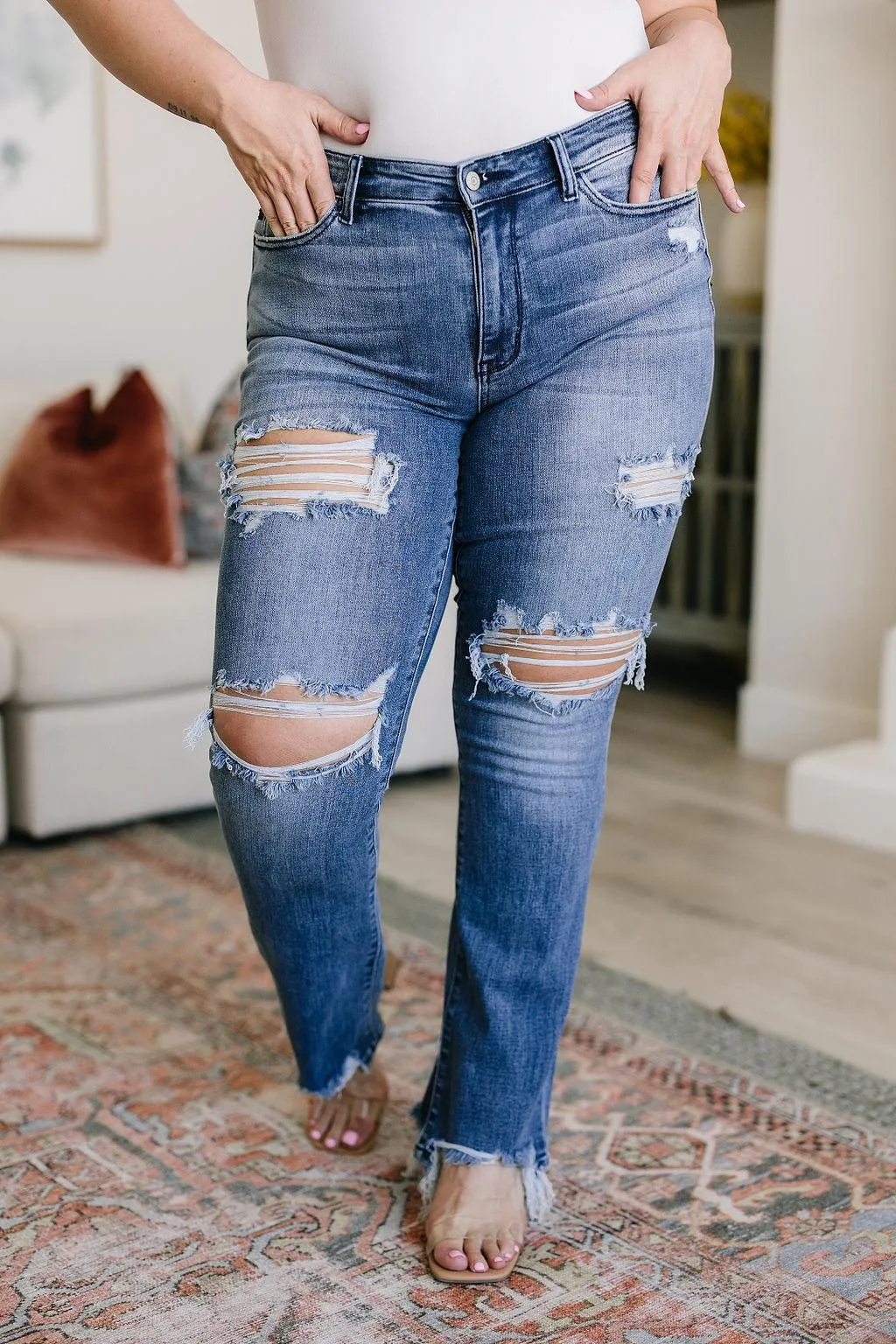 Hazel Blues® |  O'Hara Destroyed Straight Jeans