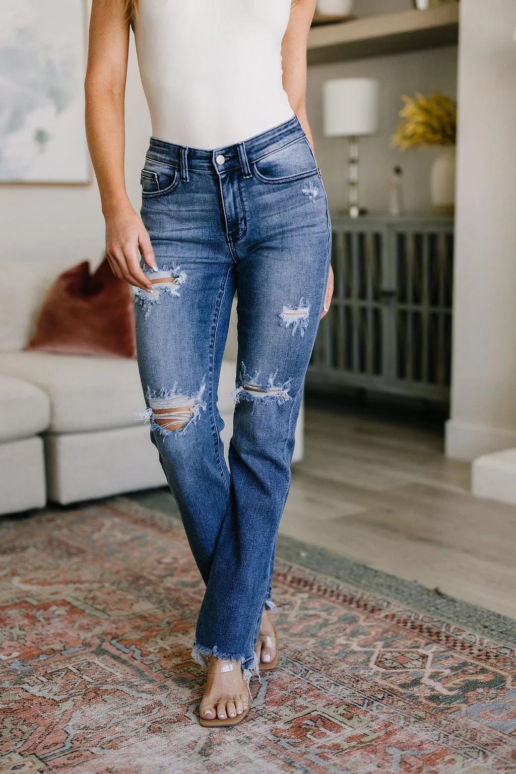 Hazel Blues® |  O'Hara Destroyed Straight Jeans