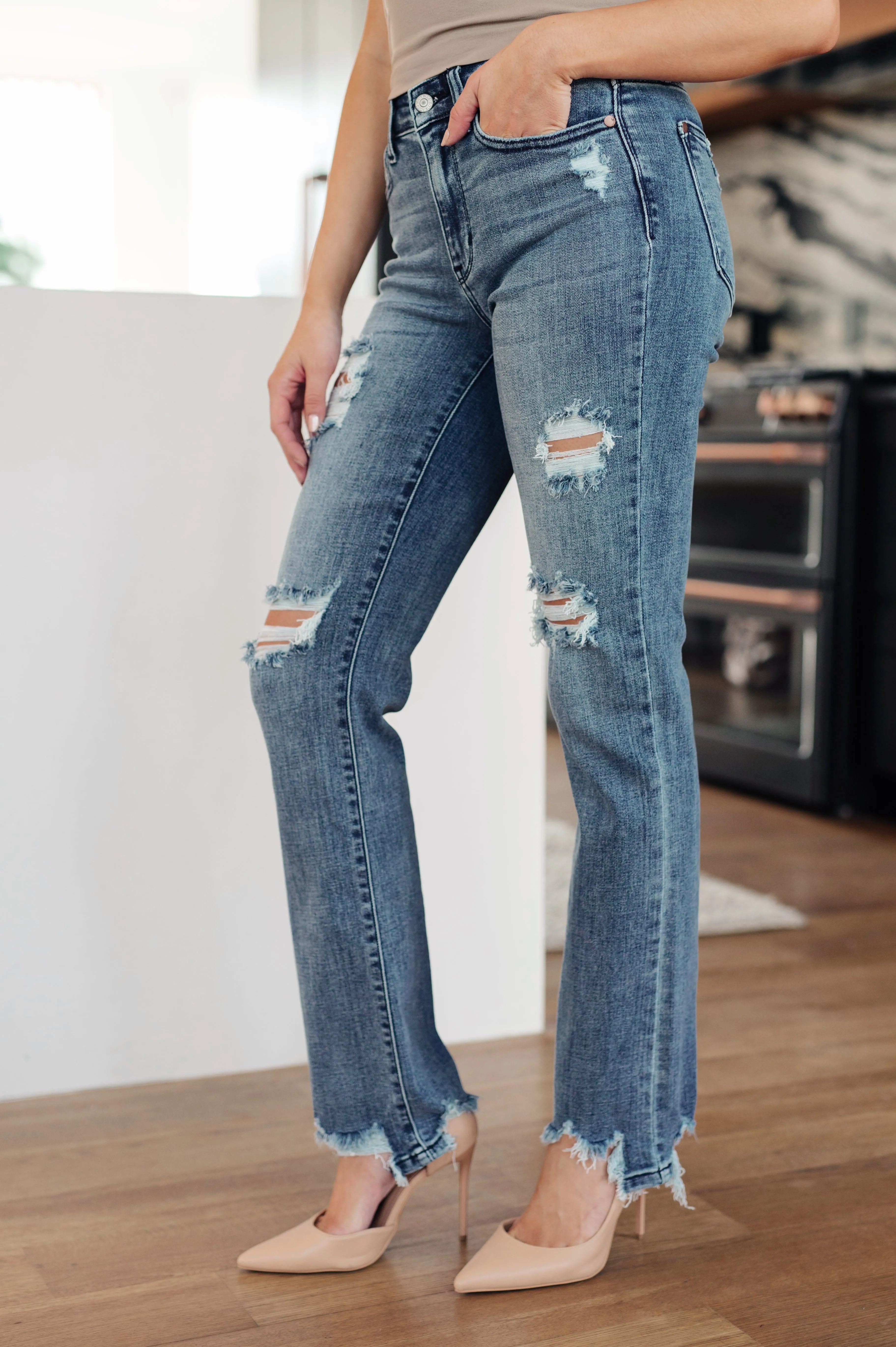 Hazel Blues® |  O'Hara Destroyed Straight Jeans