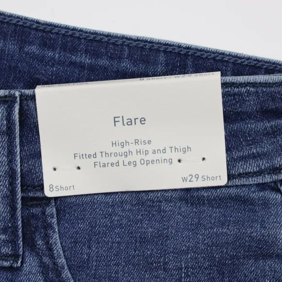 Hollister Women's High Rise Medium Wash Stretch Distressed Denim Flare Jeans 29