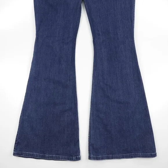 Hollister Women's High Rise Medium Wash Stretch Distressed Denim Flare Jeans 29