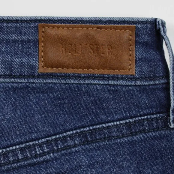 Hollister Women's High Rise Medium Wash Stretch Distressed Denim Flare Jeans 29