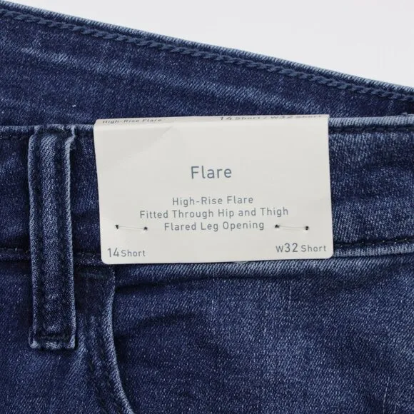 Hollister Women's High Rise Medium Wash Stretch Distressed Denim Flare Jeans 32