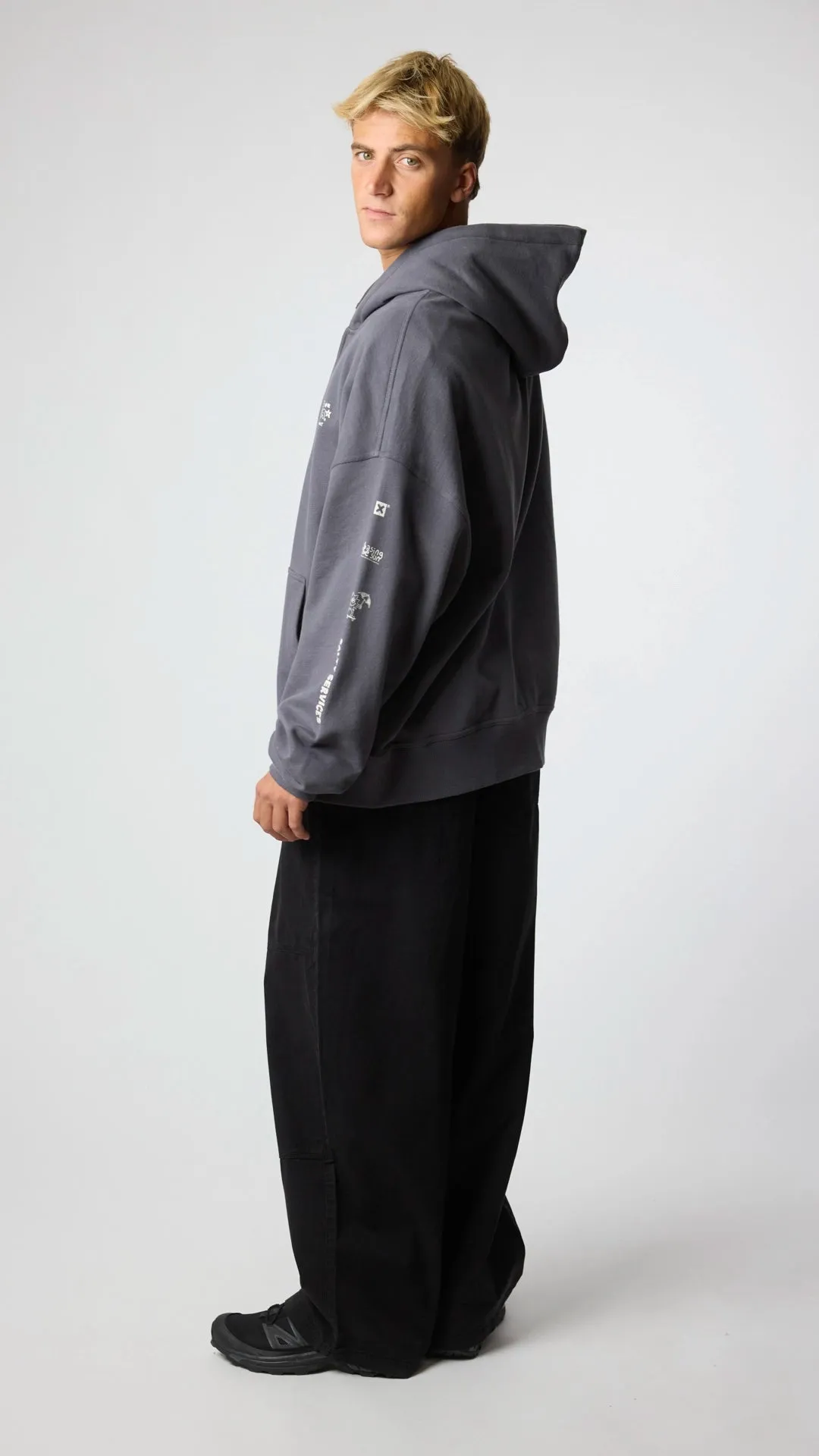 HOODIE FULL ZIP RANDOM ASH