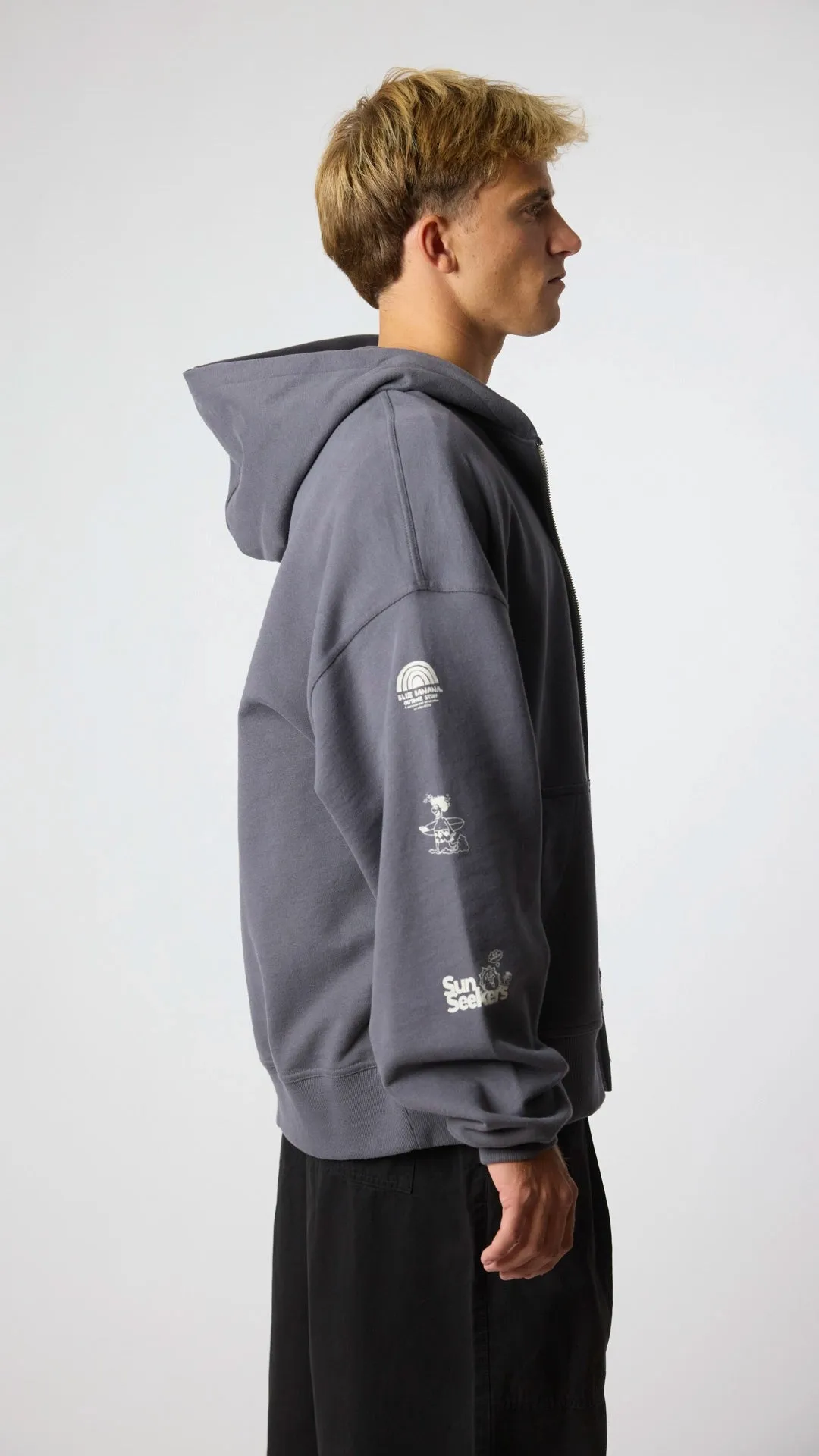 HOODIE FULL ZIP RANDOM ASH