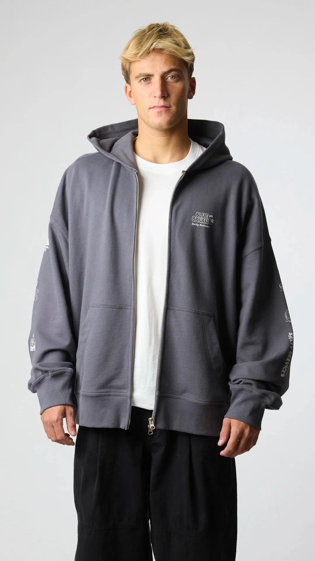 HOODIE FULL ZIP RANDOM ASH