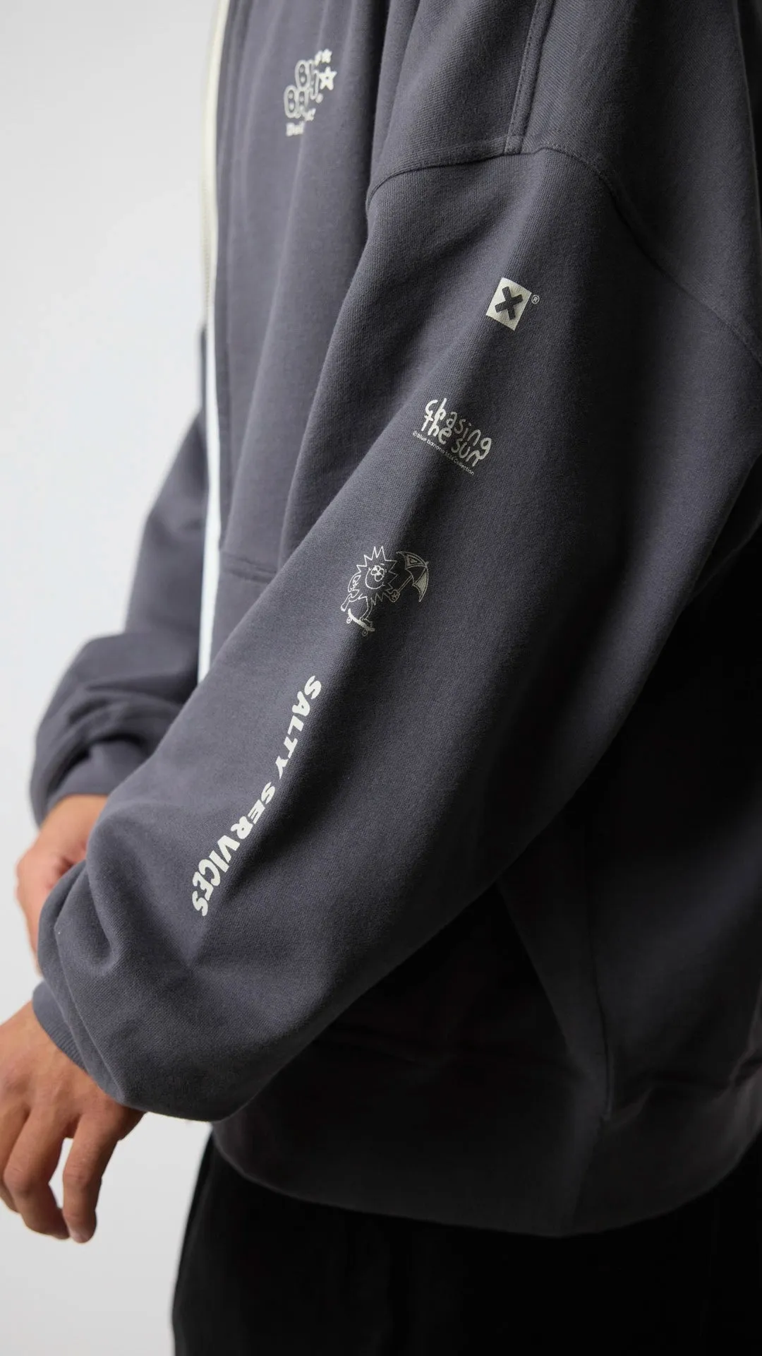 HOODIE FULL ZIP RANDOM ASH