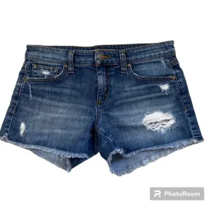 Joe’s Blue Distressed Denim Jean Shorts Size 25 Raw Hem &amp; Pockets