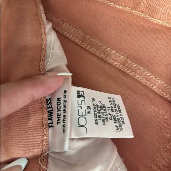 Joe's Jeans The Icon Mid-Rise Skinny Crop in Blush | Sz 29 | NWT