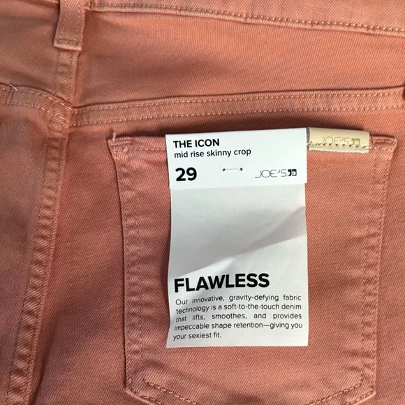 Joe's Jeans The Icon Mid-Rise Skinny Crop in Blush | Sz 29 | NWT