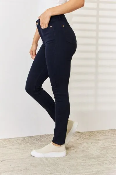 Jordy Judy Blue Full Size Garment Dyed Tummy Control Skinny Jeans