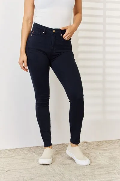 Jordy Judy Blue Full Size Garment Dyed Tummy Control Skinny Jeans