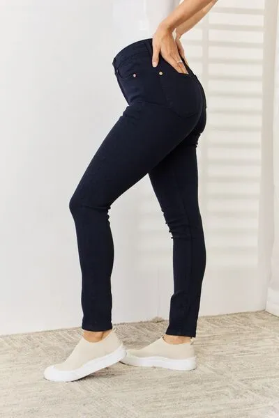 Jordy Judy Blue Full Size Garment Dyed Tummy Control Skinny Jeans