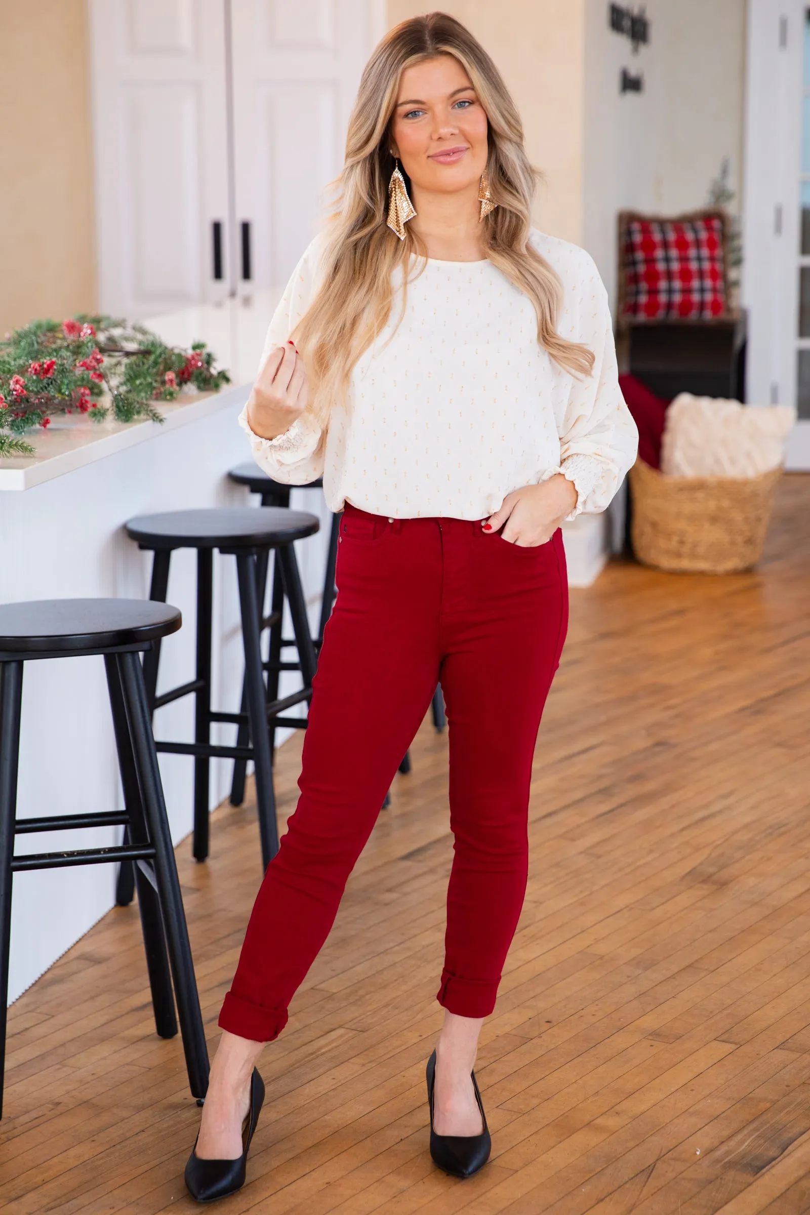 Judy Blue Wine Tummy Control Skinny Jeans