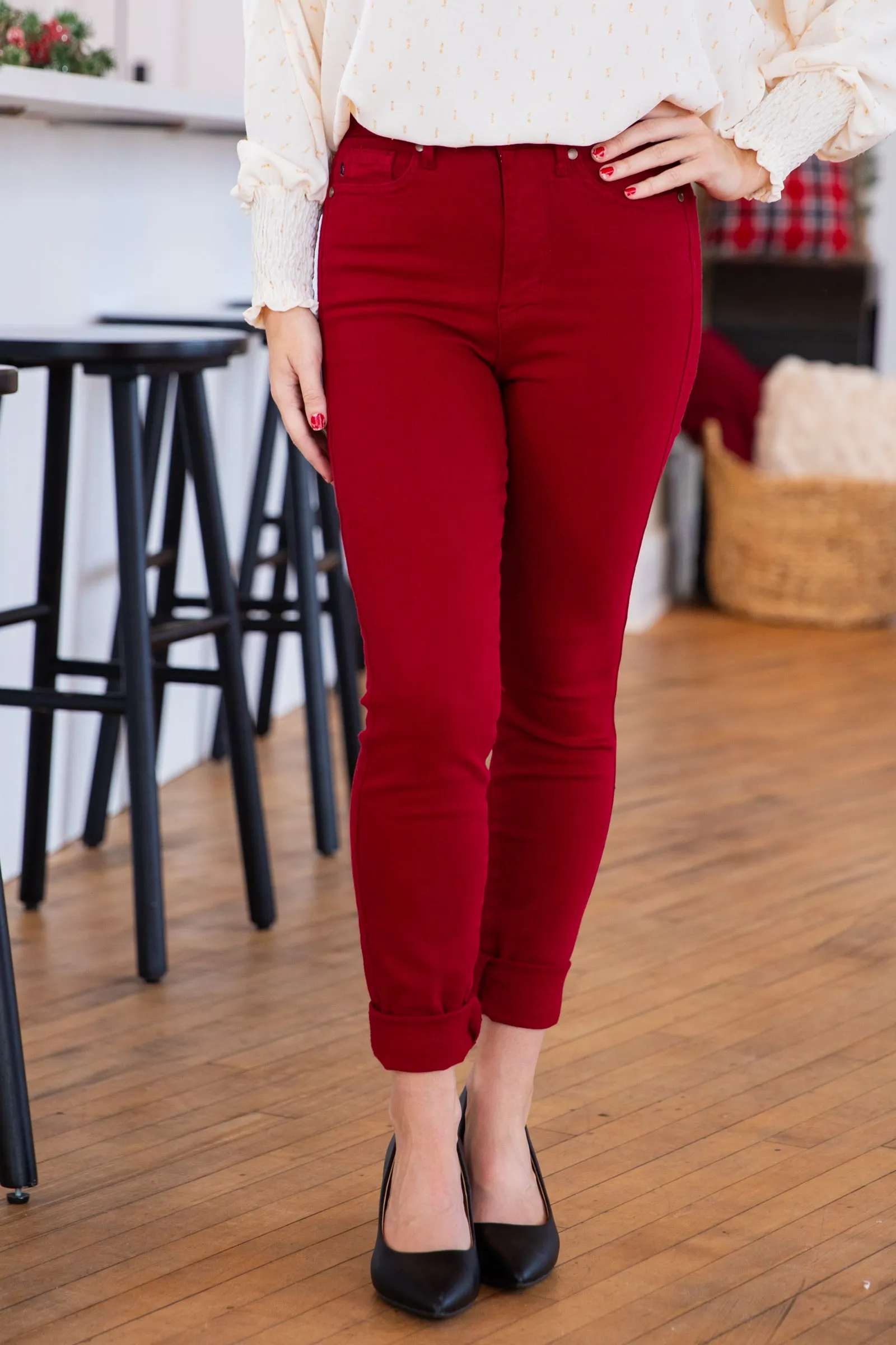 Judy Blue Wine Tummy Control Skinny Jeans