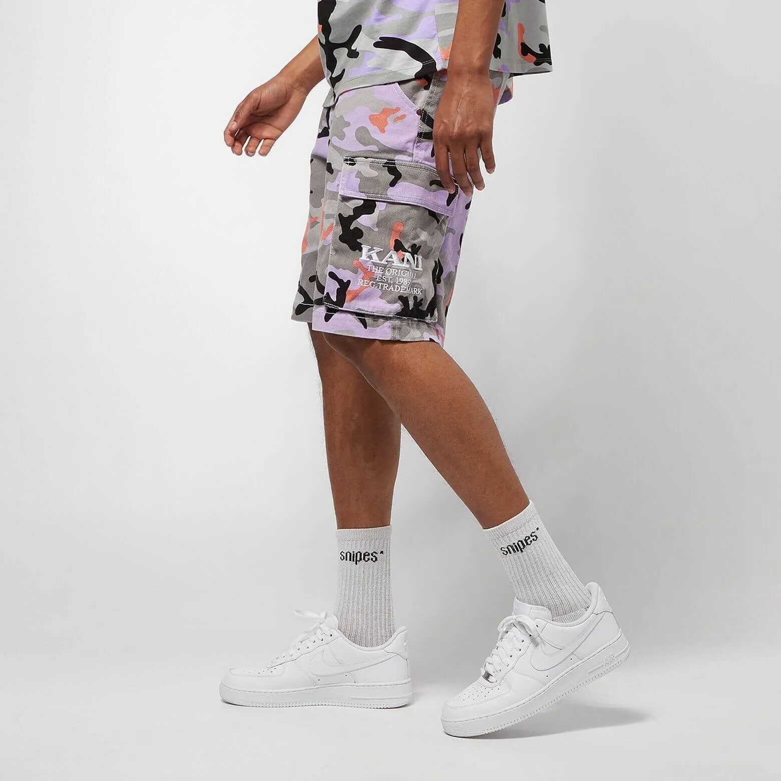 Karl Kani Camo Cargo Shorts Grey