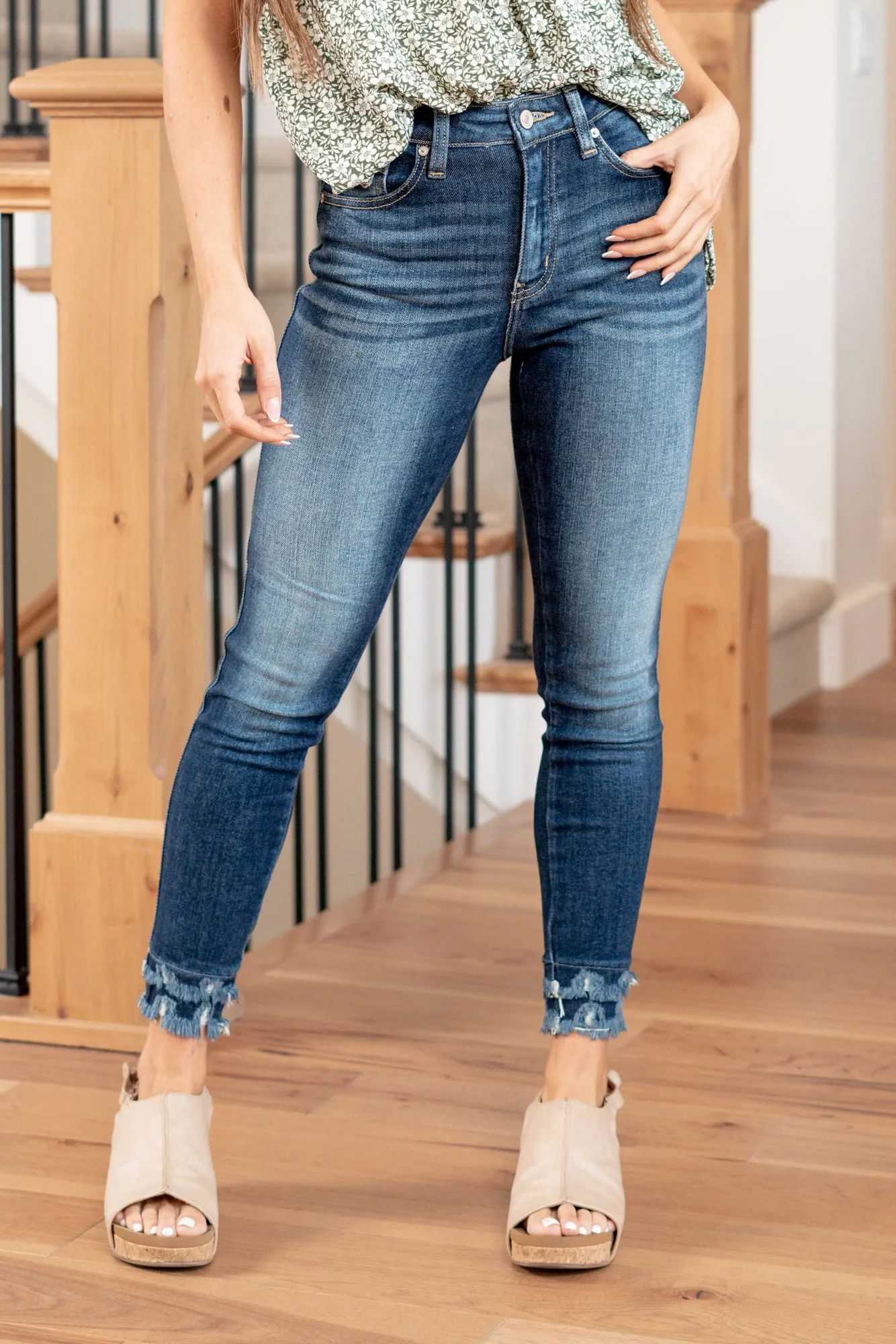 Kathy Double Fringe Hem High Rise Skinny