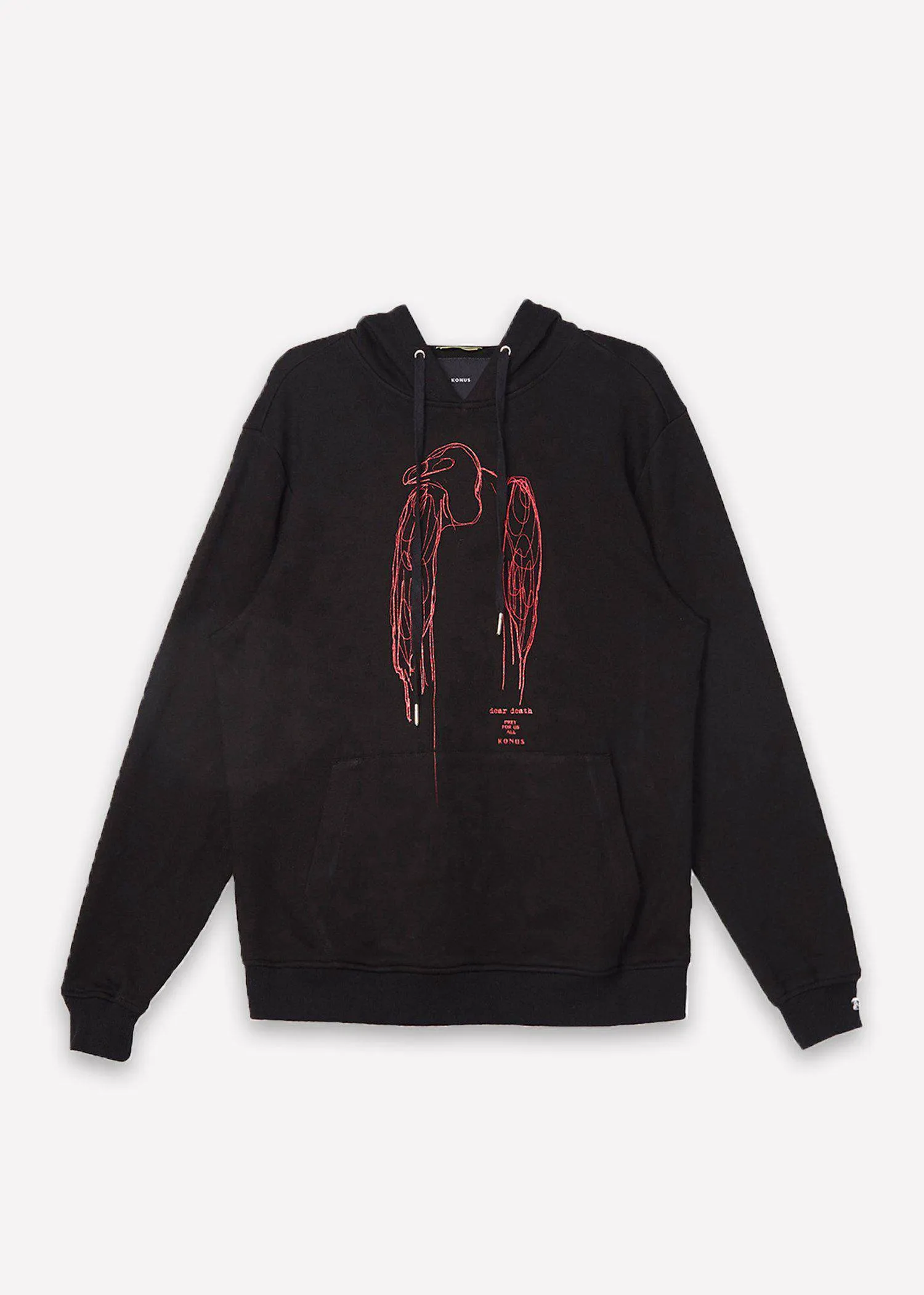 Konus Men's Vulture Print Hoodie in Black