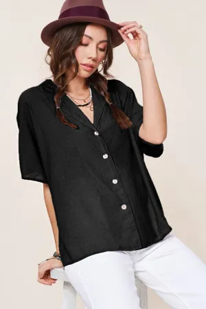 La Miel Zoey Button Down V Neck Top