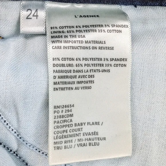 L’Agence Jeans Crop Baby Flare Pacifica Tru Blu 24