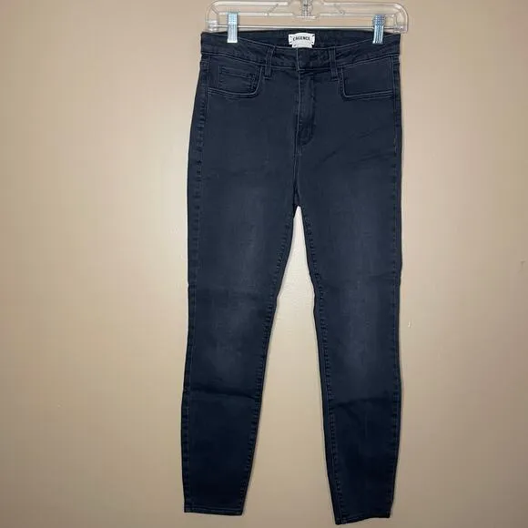 L'AGENCE Margot High Rise Ankle Skinny Jeans Black Wash Size 28