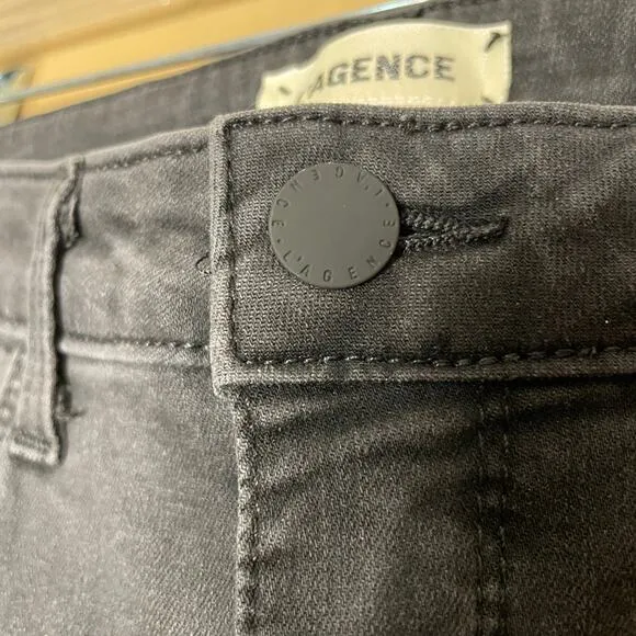L'AGENCE Margot High Rise Ankle Skinny Jeans Black Wash Size 28