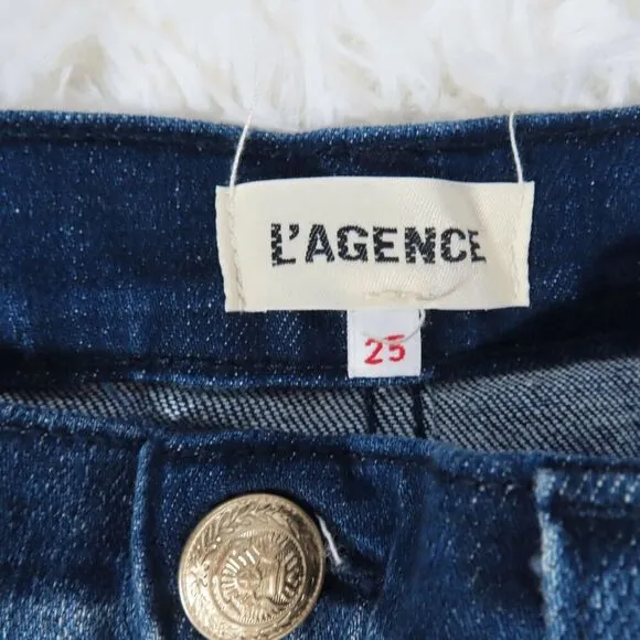 L'Agence Blue Audrey Denim Shorts in Bering Size 25