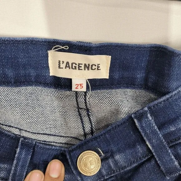 L'Agence Blue Audrey Denim Shorts in Bering Size 25