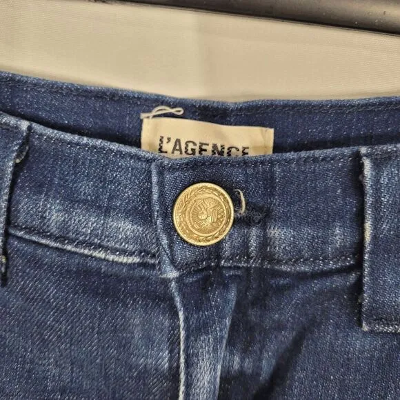L'Agence Blue Audrey Denim Shorts in Bering Size 25