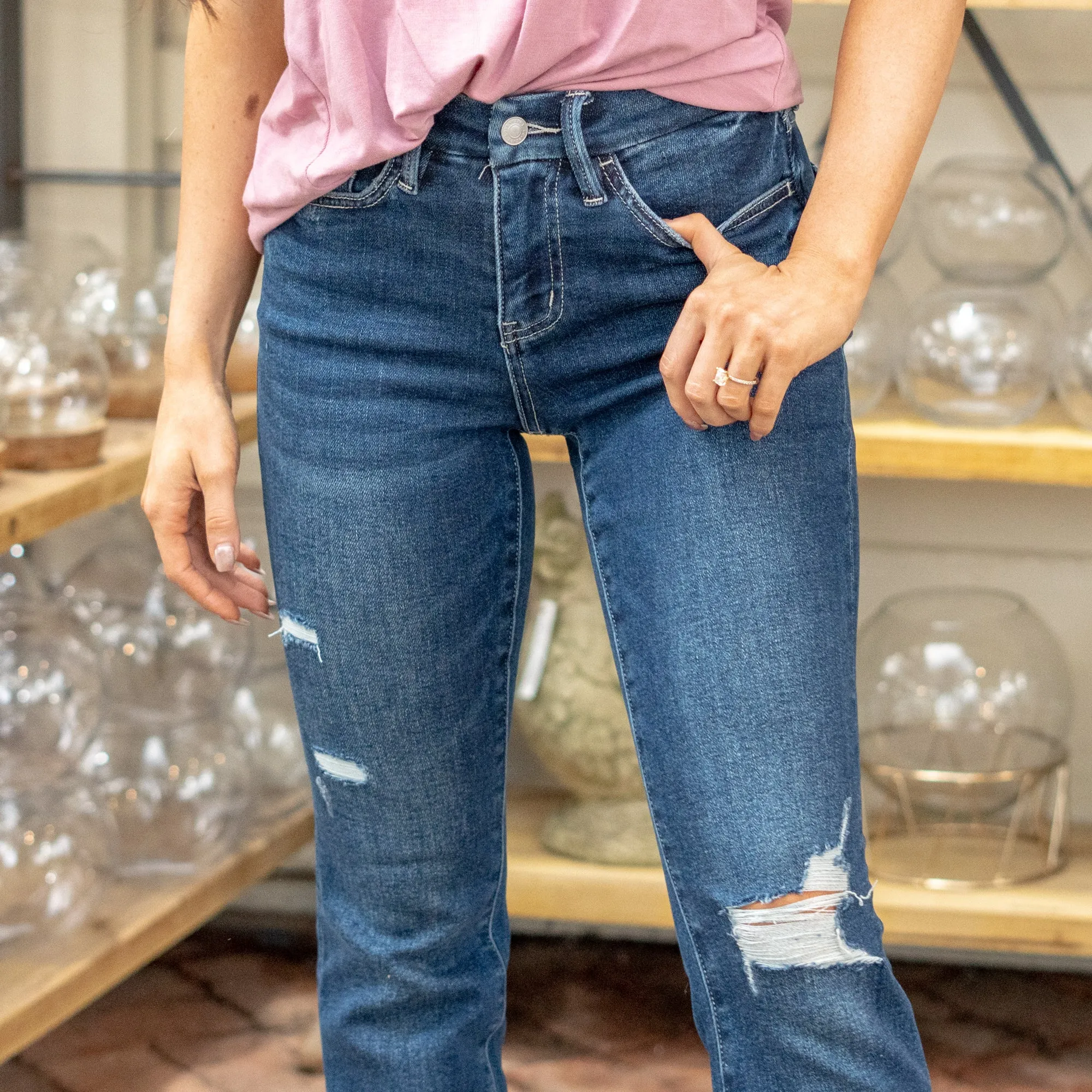 Larimar High Rise Distressed Boot Cut Regular & Plus Sizes