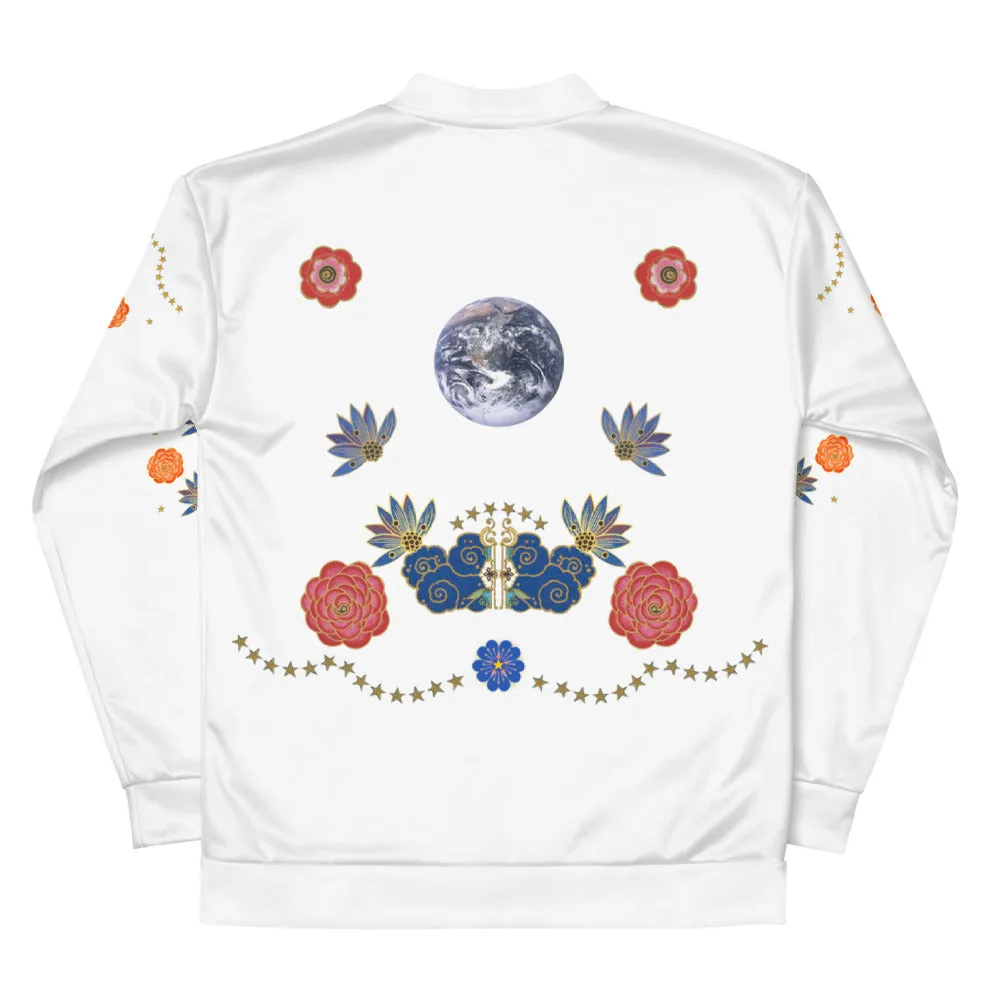 LETS ALL BE FRIENDS WHITE Bomber Jacket