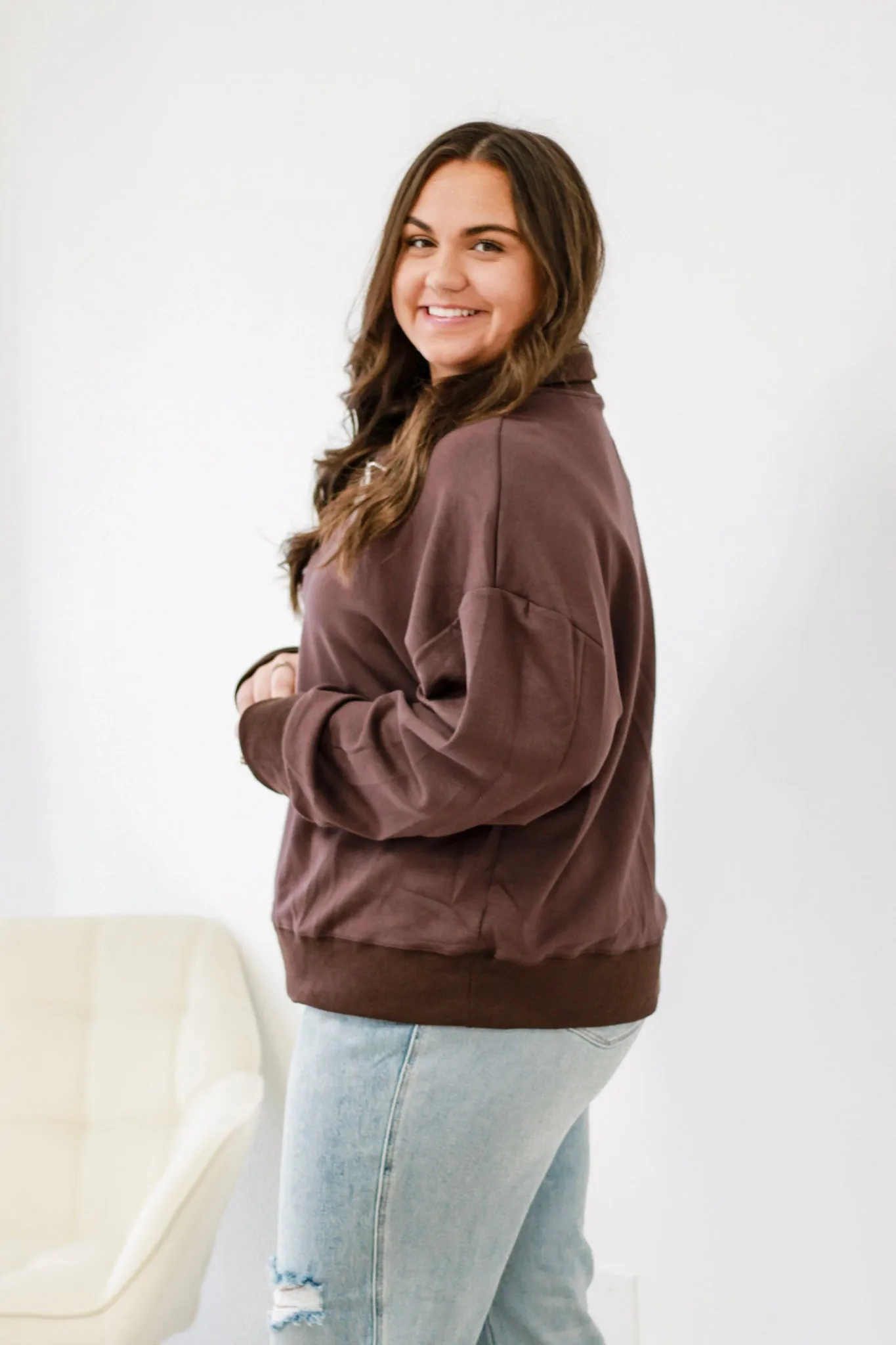 Let's Just Stay Luxe Half-Zip Top