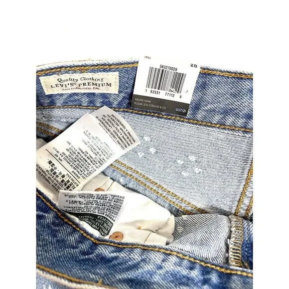 Levi's 501 High Rise Denim Jean Shorts Button Fly Fringe Dottie Blues Sz 28 NWT