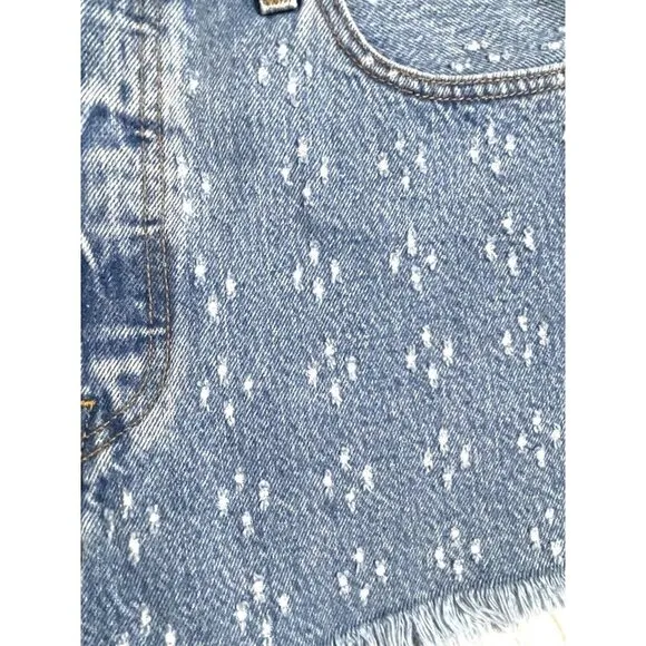 Levi's 501 High Rise Denim Jean Shorts Button Fly Fringe Dottie Blues Sz 29 NWT