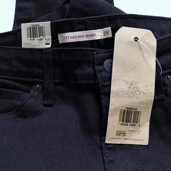Levi's NWT 721 High Rise Skinny Distressed Black Jeans Women Various