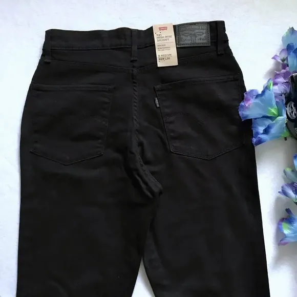 Levi's NWT 721 High Rise Skinny Distressed Black Jeans Women Various