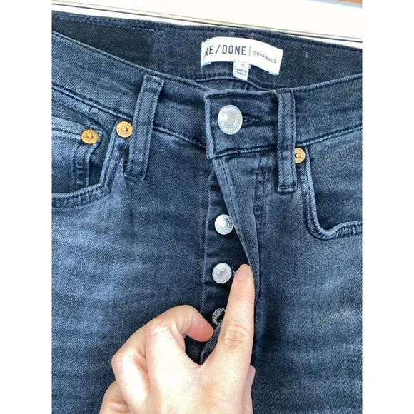 Levi's RE/DONE Women's Size 25 High Rise Ankle Crop Skinny Jeans Black Wash GUC
