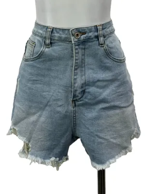Light Washed Ripped Denim Shorts