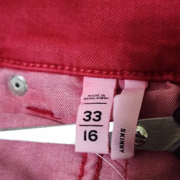 LOFT Slim‎ Pockets High Rise Skinny Jeans Frayed Hem 16 Red NWT