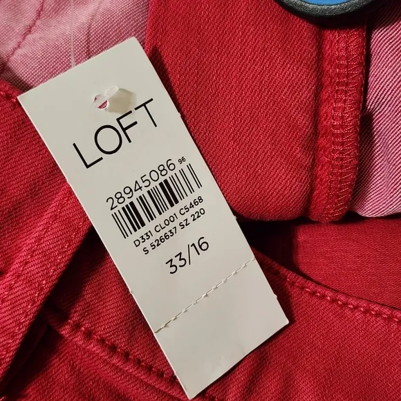 LOFT Slim‎ Pockets High Rise Skinny Jeans Frayed Hem 16 Red NWT